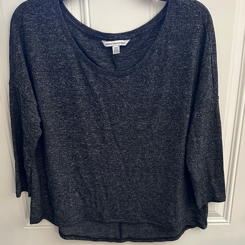 American Eagle Outfitters Charcoal Long Sleeve Top